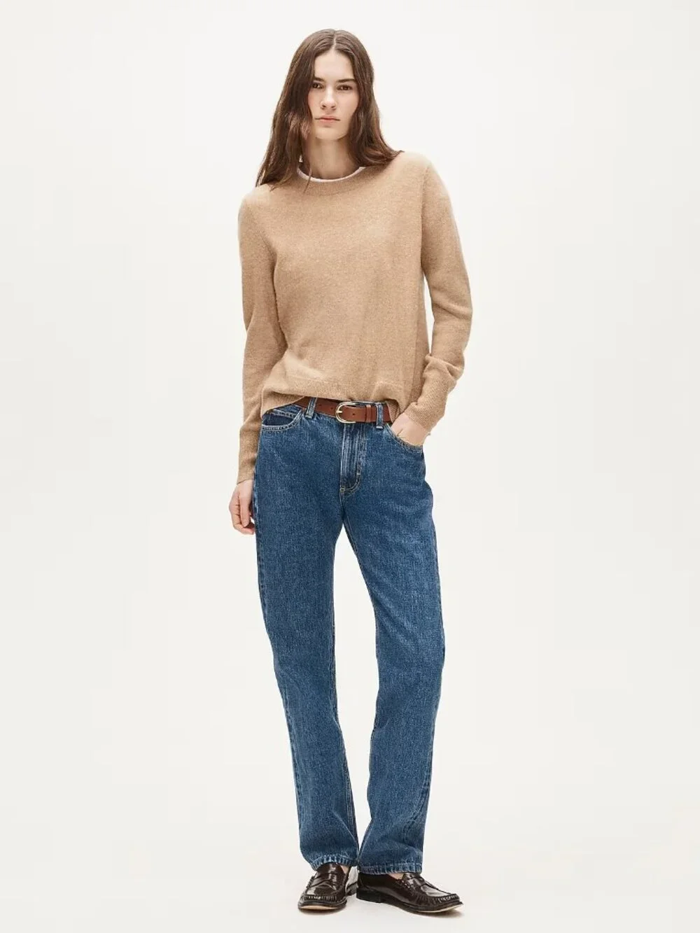 J. Crew Cashmere Classic-Fit Crewneck Sweater Heather Camel XXS #A2832